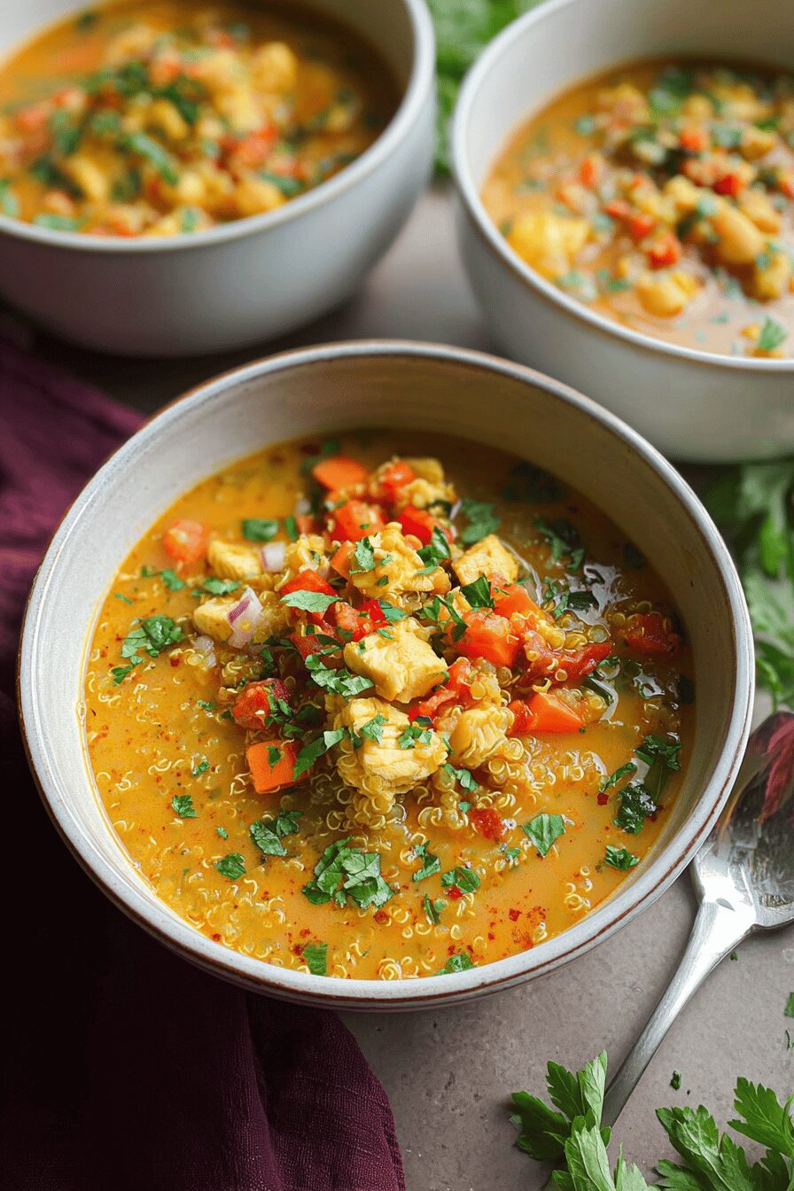 Customizable Curry Chicken Quinoa Soup: Vegan & GF Options
